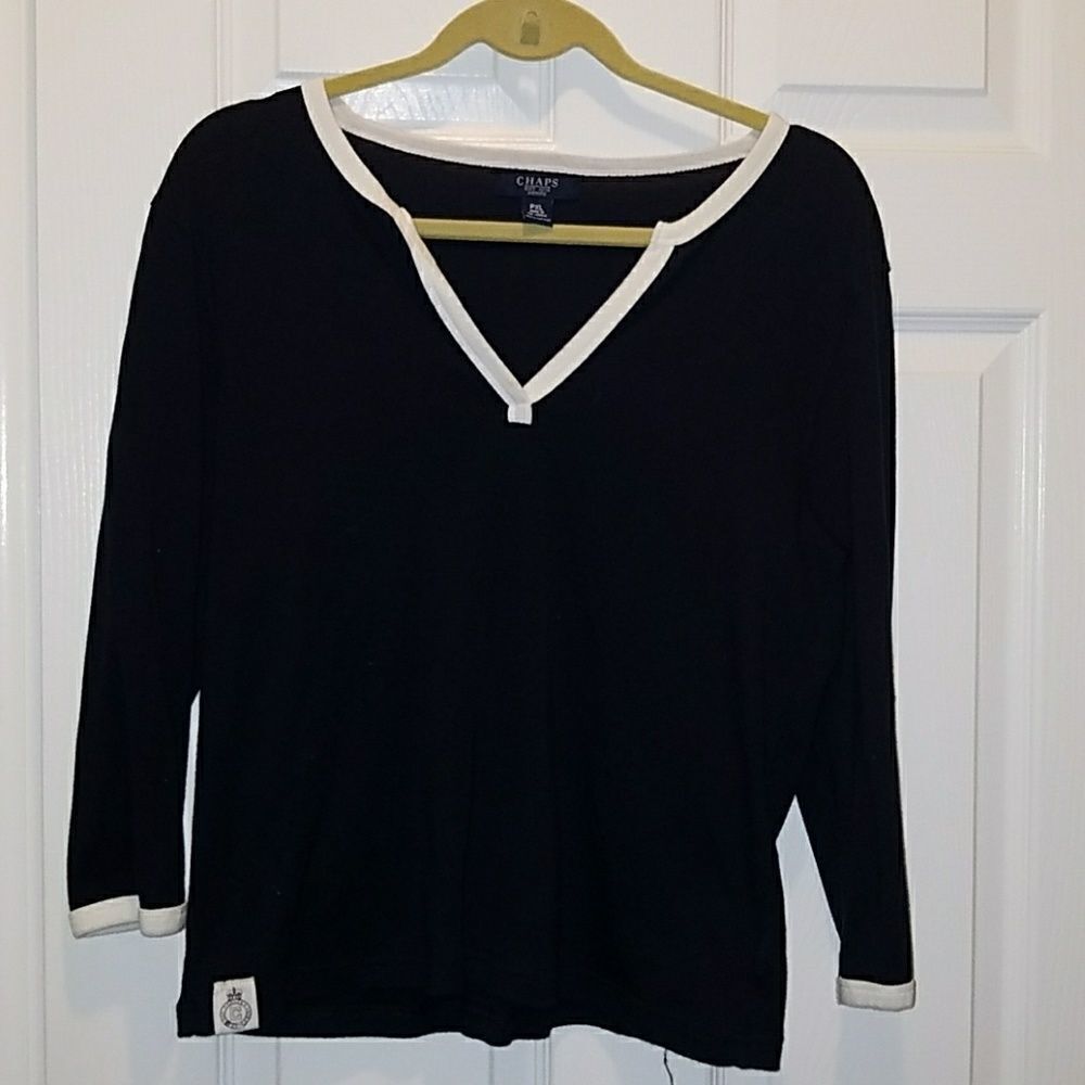 Chaps black white trim top Sz.PXL